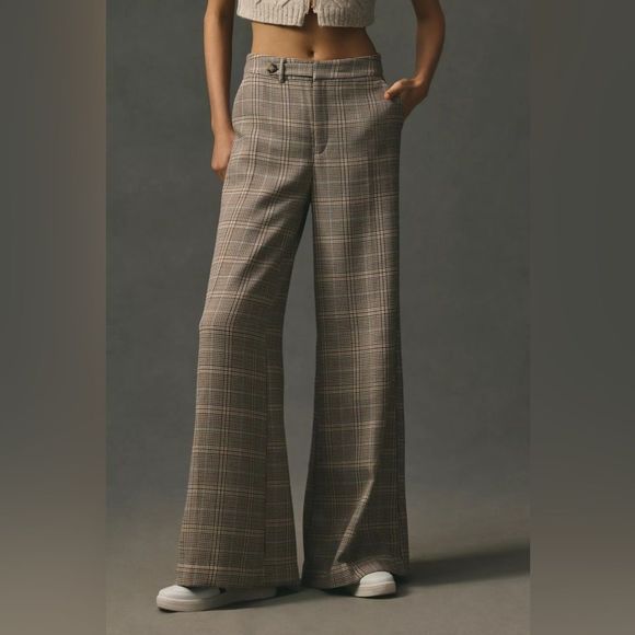 Anthropologie Plaid Wide-Leg Trousers | Size 10 - Picture 4 of 6